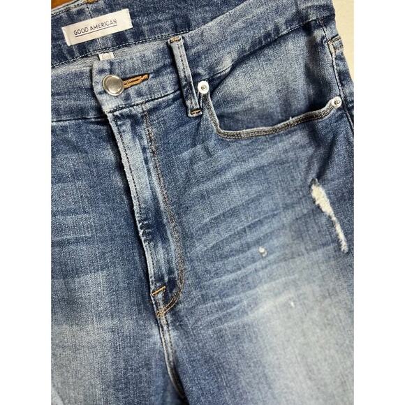 Good American Good Cuts Distressed Blue Jeans Size 10/30 Stretch Blue012 Women’s - Picture 6 of 8